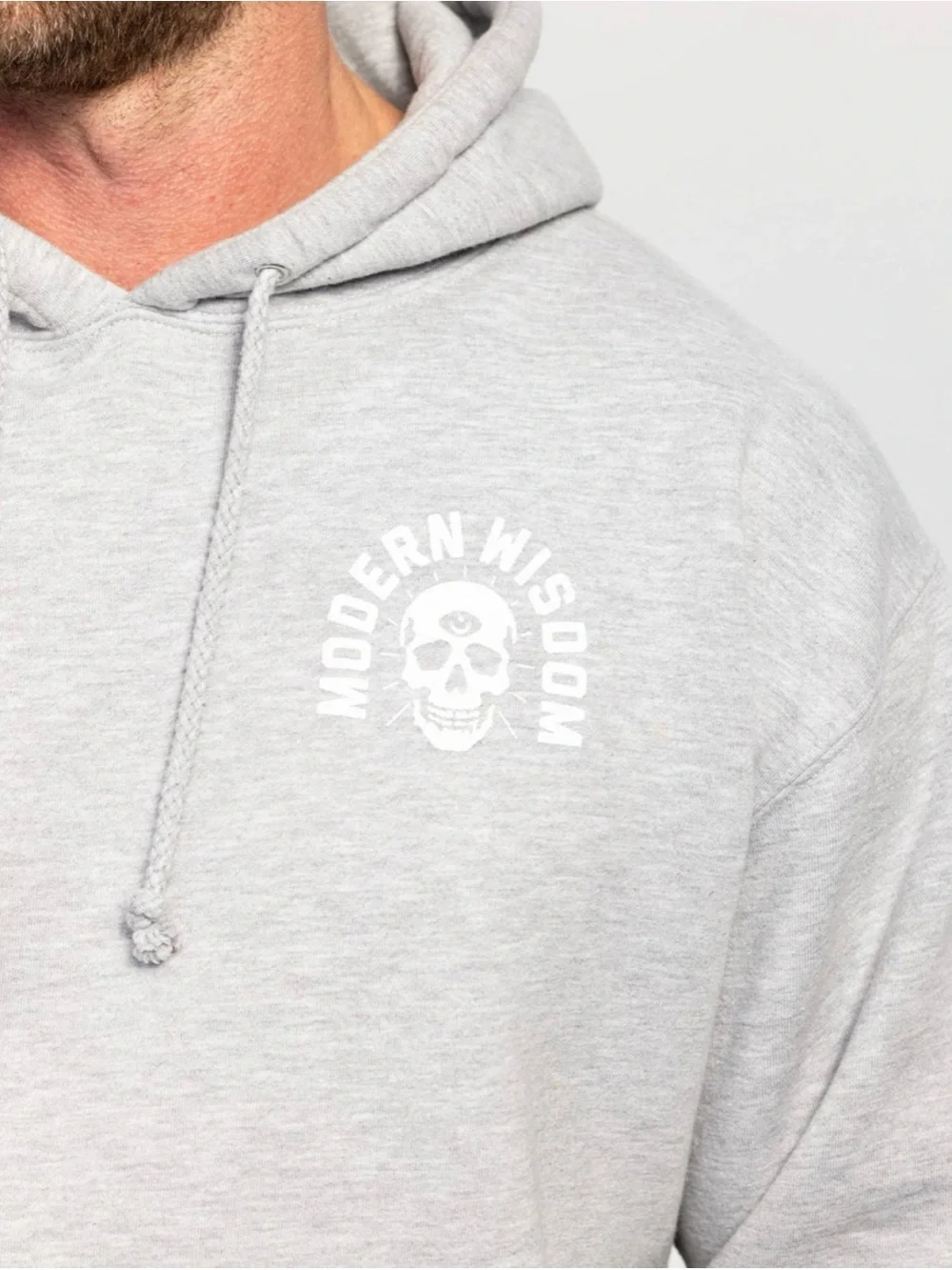 Modern Wisdom MW SKULL GREY HOODIE Size L ~ New No Tags